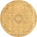 Round Abstract Brown Modern Rug, abs2137brn