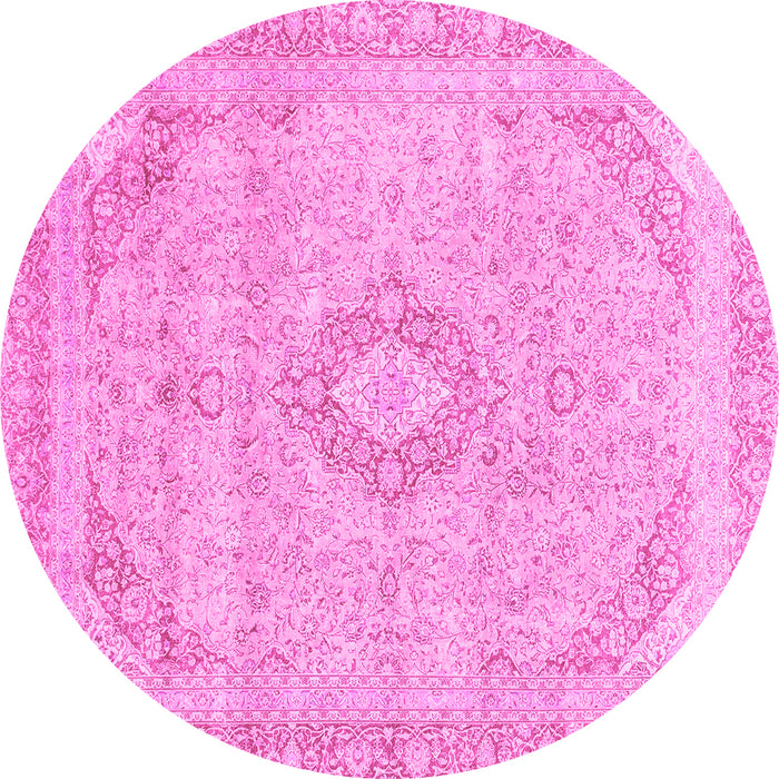 Round Abstract Pink Modern Rug, abs2137pnk