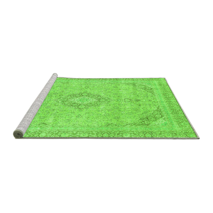 Sideview of Machine Washable Abstract Green Modern Area Rugs, wshabs2137grn