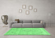 Machine Washable Abstract Emerald Green Modern Area Rugs in a Living Room,, wshabs2137emgrn