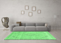 Machine Washable Abstract Emerald Green Modern Rug, wshabs2137emgrn