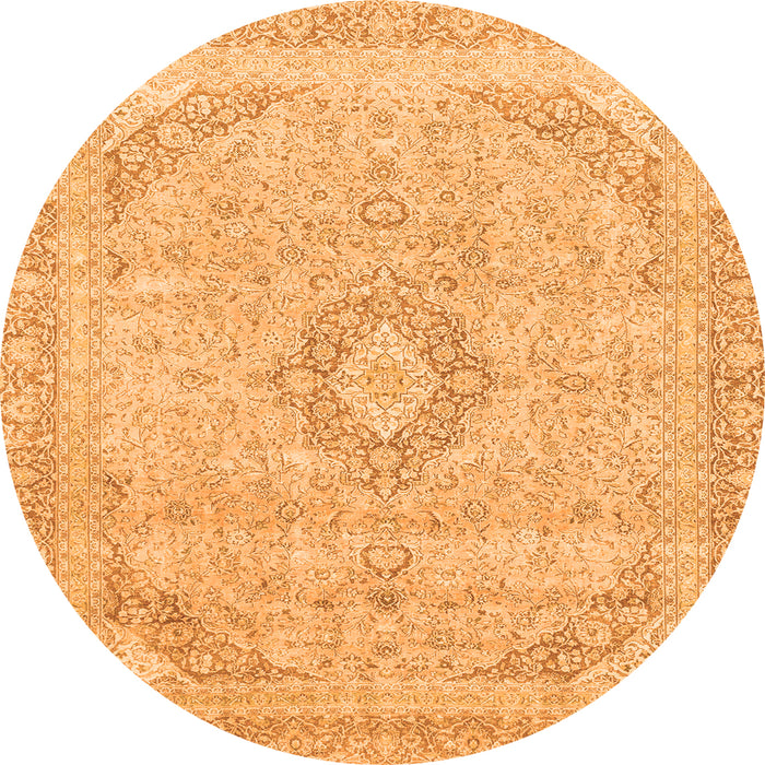 Round Abstract Orange Modern Rug, abs2137org