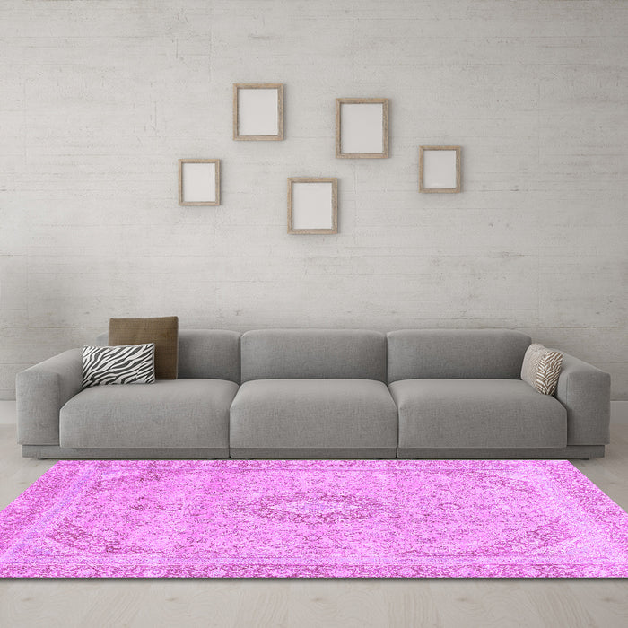 Machine Washable Abstract Purple Modern Area Rugs in a Living Room, wshabs2137pur