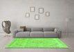 Machine Washable Abstract Green Modern Area Rugs in a Living Room,, wshabs2137grn