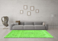 Machine Washable Abstract Green Modern Rug, wshabs2137grn