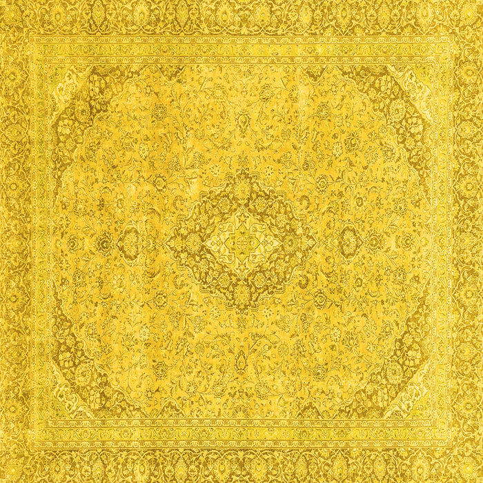Square Machine Washable Abstract Yellow Modern Rug, wshabs2137yw