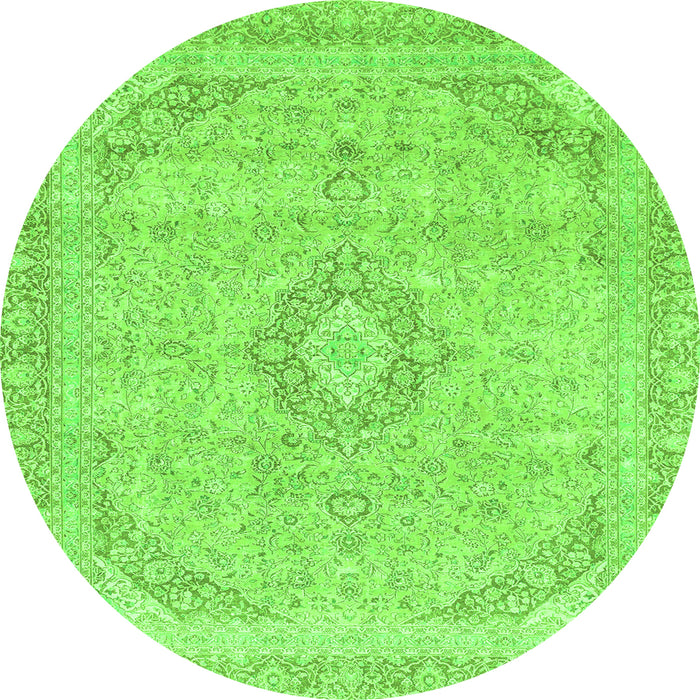 Round Abstract Green Modern Rug, abs2137grn