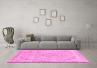 Machine Washable Abstract Pink Modern Rug, wshabs2137pnk