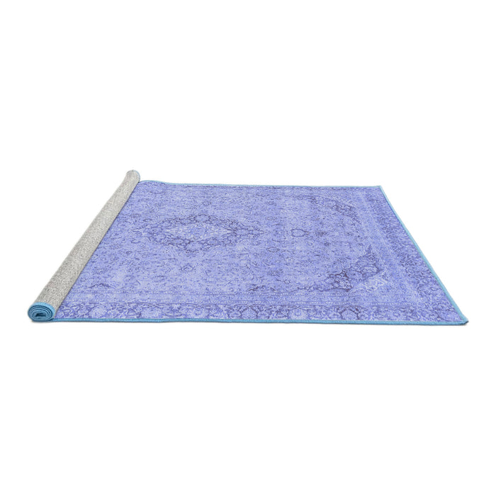 Sideview of Machine Washable Abstract Blue Modern Rug, wshabs2137blu