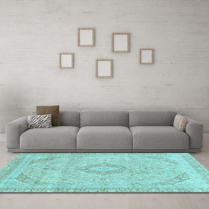 Machine Washable Abstract Light Blue Modern Rug in a Living Room, wshabs2137lblu