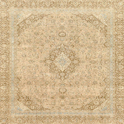 Square Machine Washable Abstract Brown Gold Rug, wshabs2137