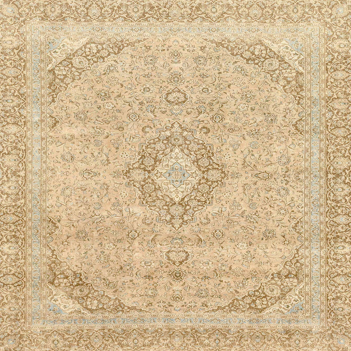 Square Machine Washable Abstract Brown Gold Rug, wshabs2137