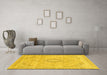 Machine Washable Abstract Yellow Modern Rug in a Living Room, wshabs2137yw