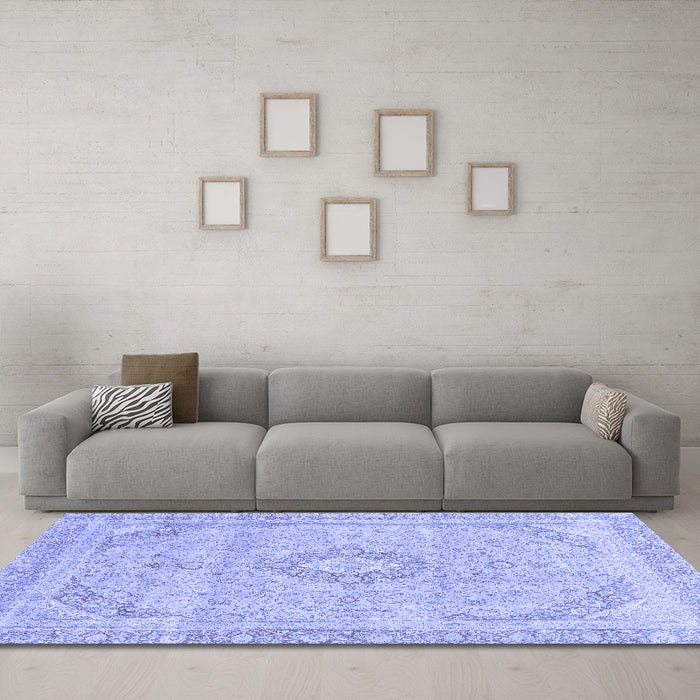 Machine Washable Abstract Blue Modern Rug in a Living Room, wshabs2137blu