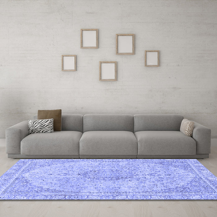 Machine Washable Abstract Blue Modern Rug in a Living Room, wshabs2138blu