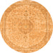 Round Machine Washable Abstract Orange Modern Area Rugs, wshabs2138org