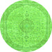 Round Abstract Green Modern Rug, abs2138grn