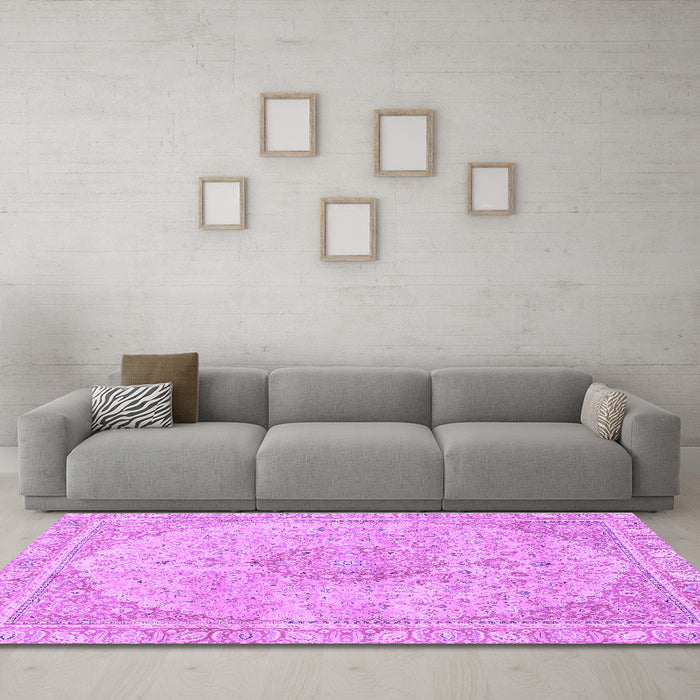 Machine Washable Abstract Purple Modern Area Rugs in a Living Room, wshabs2138pur