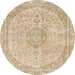 Round Machine Washable Abstract Brown Rug, wshabs2138