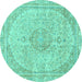 Round Abstract Turquoise Modern Rug, abs2138turq