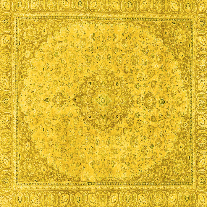 Square Machine Washable Abstract Yellow Modern Rug, wshabs2138yw
