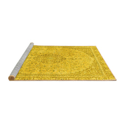 Sideview of Machine Washable Abstract Yellow Modern Rug, wshabs2138yw