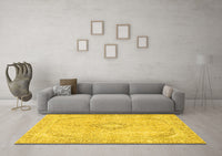 Machine Washable Abstract Yellow Modern Rug, wshabs2139yw