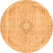 Round Abstract Orange Modern Rug, abs2139org