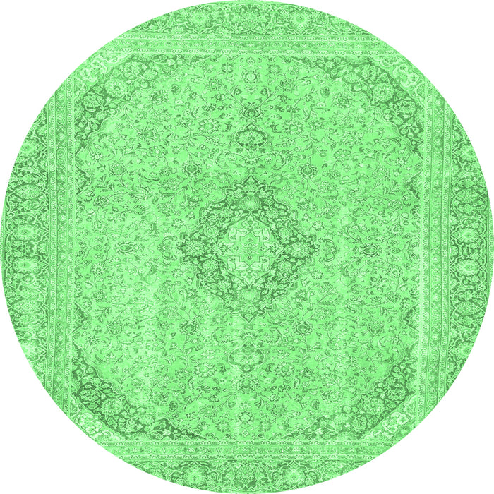 Round Abstract Emerald Green Modern Rug, abs2139emgrn