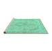 Sideview of Machine Washable Abstract Turquoise Modern Area Rugs, wshabs2139turq