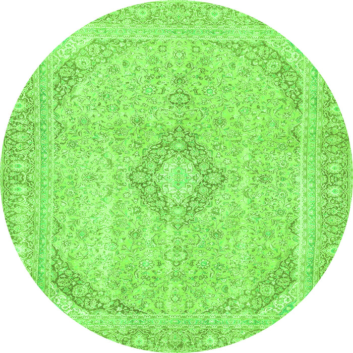 Round Abstract Green Modern Rug, abs2139grn