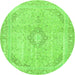 Round Abstract Green Modern Rug, abs2139grn