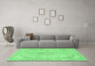 Machine Washable Abstract Emerald Green Modern Area Rugs in a Living Room,, wshabs2139emgrn