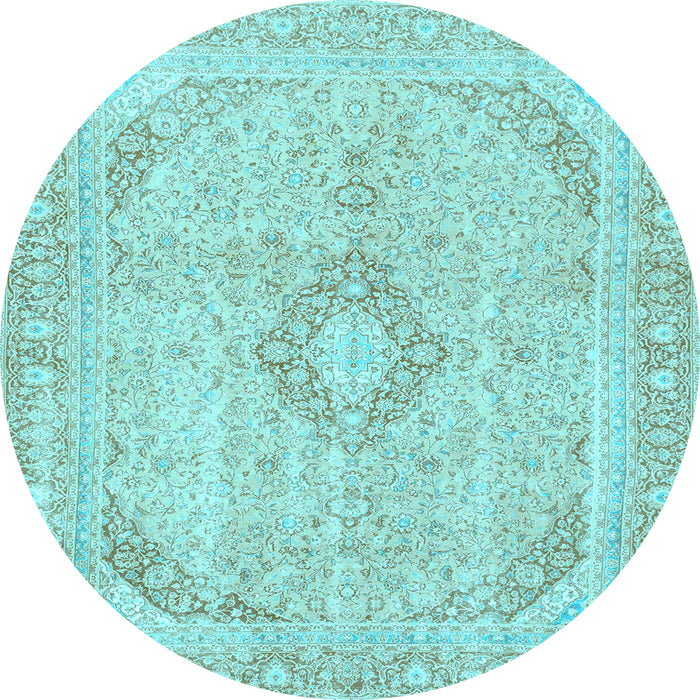 Round Abstract Light Blue Modern Rug, abs2139lblu