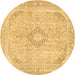 Round Abstract Brown Modern Rug, abs2139brn