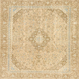 Square Abstract Brown Gold Modern Rug, abs2139