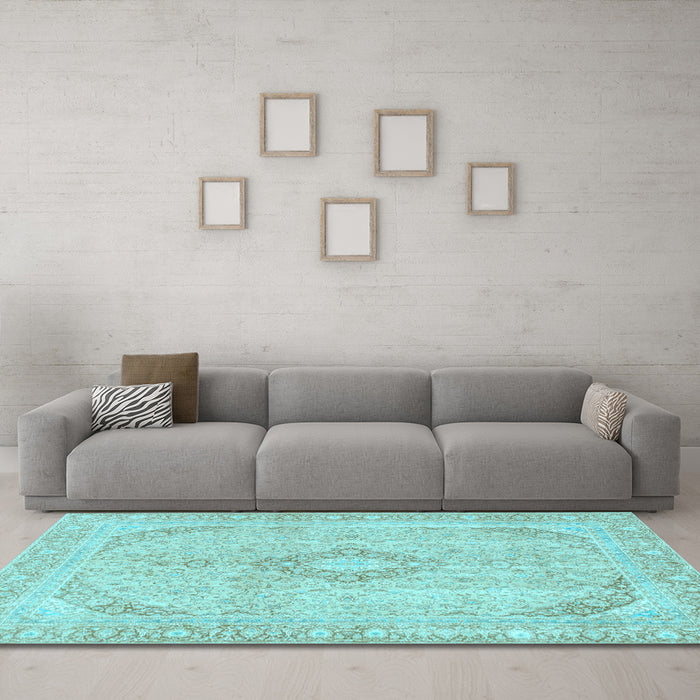Machine Washable Abstract Light Blue Modern Rug in a Living Room, wshabs2139lblu