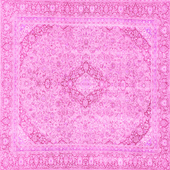 Square Machine Washable Abstract Pink Modern Rug, wshabs2139pnk