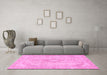 Machine Washable Abstract Pink Modern Rug in a Living Room, wshabs2139pnk