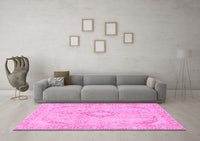 Machine Washable Abstract Pink Modern Rug, wshabs2139pnk