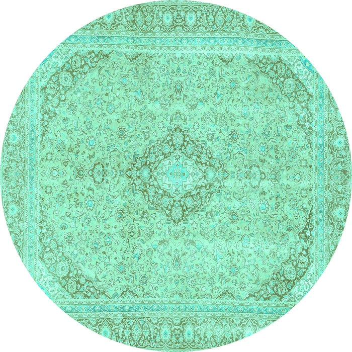 Round Abstract Turquoise Modern Rug, abs2139turq