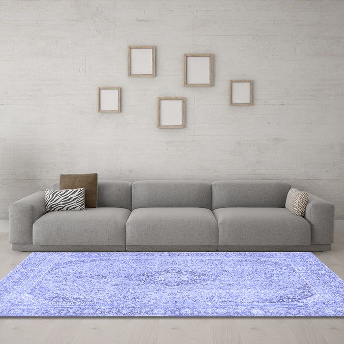 Machine Washable Abstract Blue Modern Rug in a Living Room, wshabs2139blu