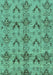 Machine Washable Abstract Turquoise Modern Area Rugs, wshabs213turq