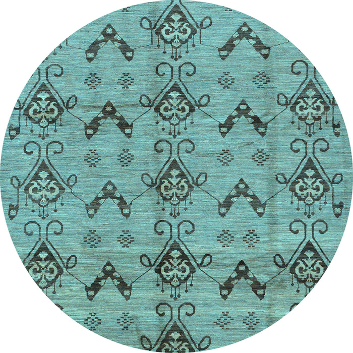 Round Abstract Light Blue Modern Rug, abs213lblu