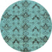 Round Abstract Light Blue Modern Rug, abs213lblu