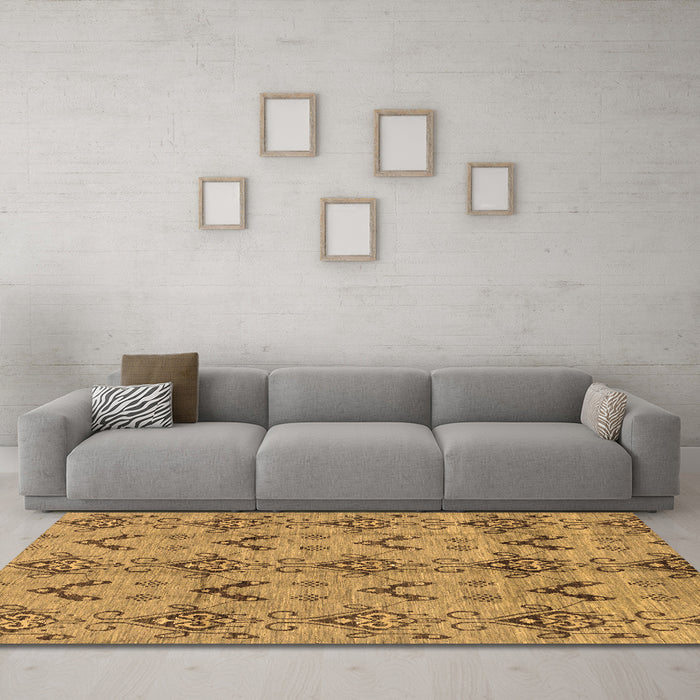 Machine Washable Abstract Brown Modern Rug in a Living Room,, wshabs213brn