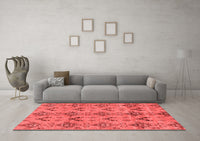 Machine Washable Abstract Red Modern Rug, wshabs213red