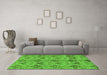 Machine Washable Abstract Green Modern Area Rugs in a Living Room,, wshabs213grn