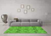 Machine Washable Abstract Green Modern Rug, wshabs213grn