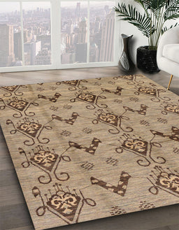 Machine Washable Abstract Brown Sand Brown Rug in a Family Room, wshabs213